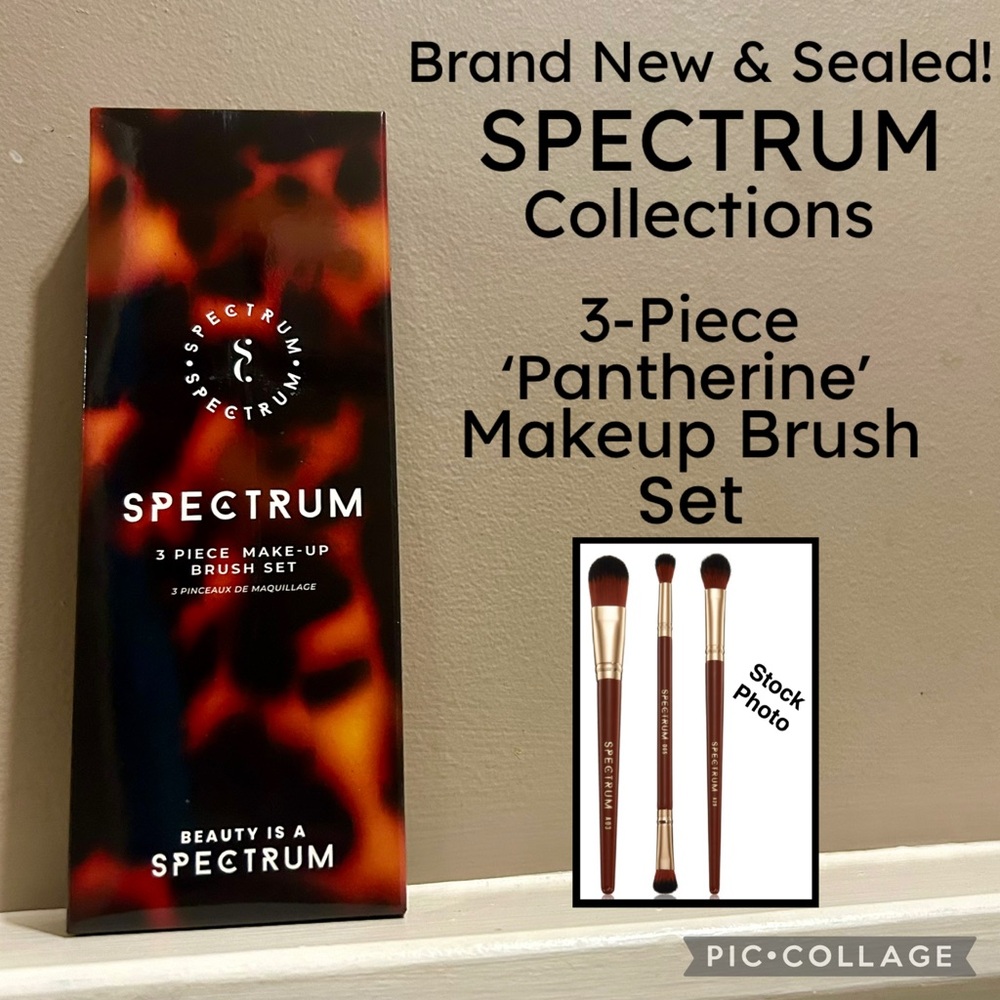 NWT 3pc SPECTRUM Pantherine Multi-Tasking Synthetic Makeup Brush Set